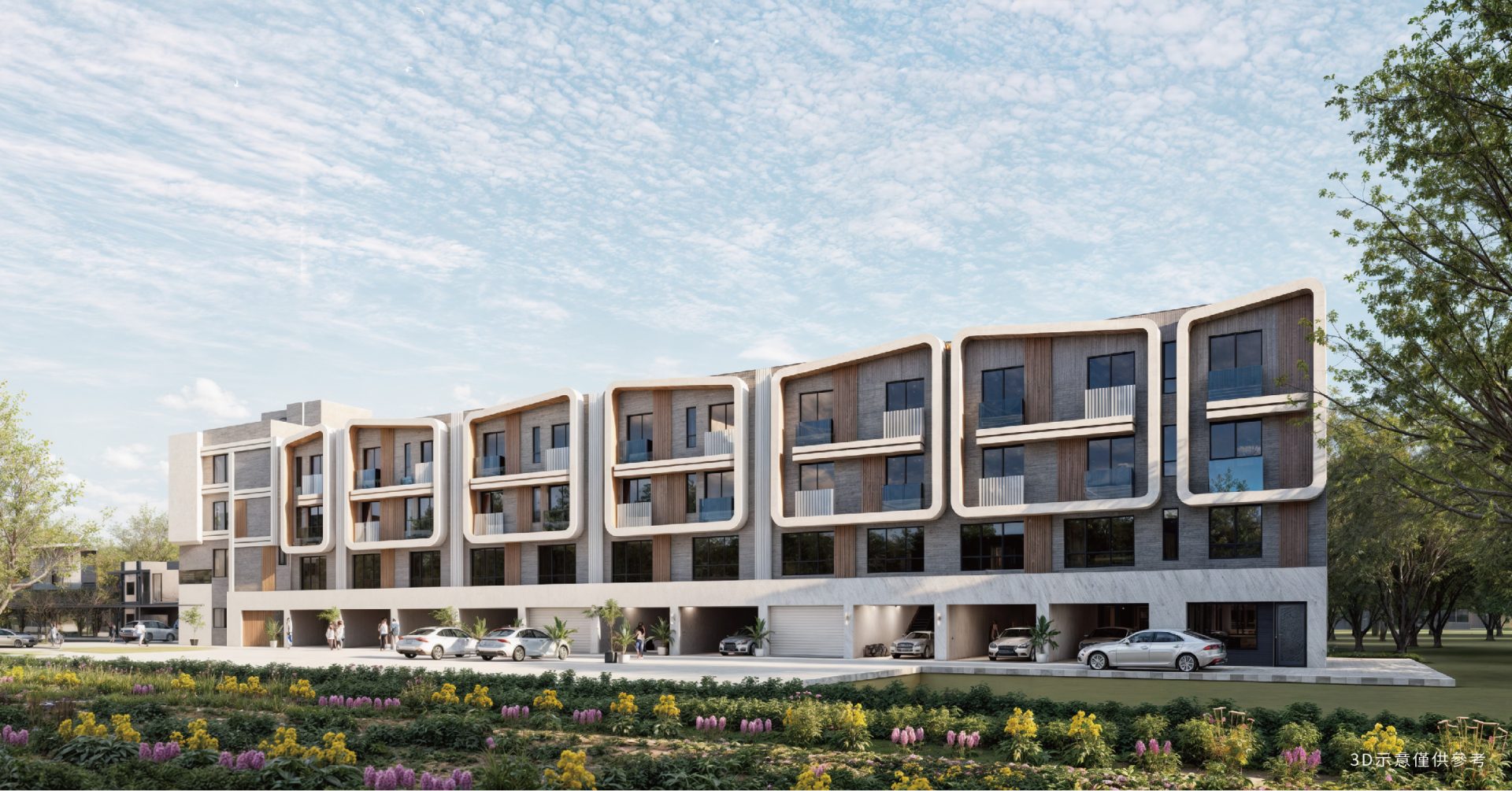 綠誠勢2 東勢透天建案 透天別墅 前院停車空間 社區外觀