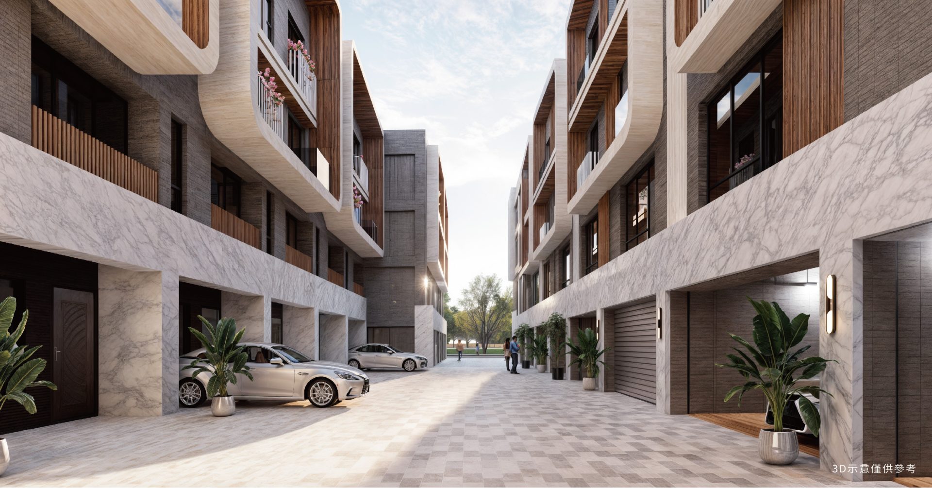 綠誠勢2 東勢透天建案 透天別墅 前院停車空間 社區外觀