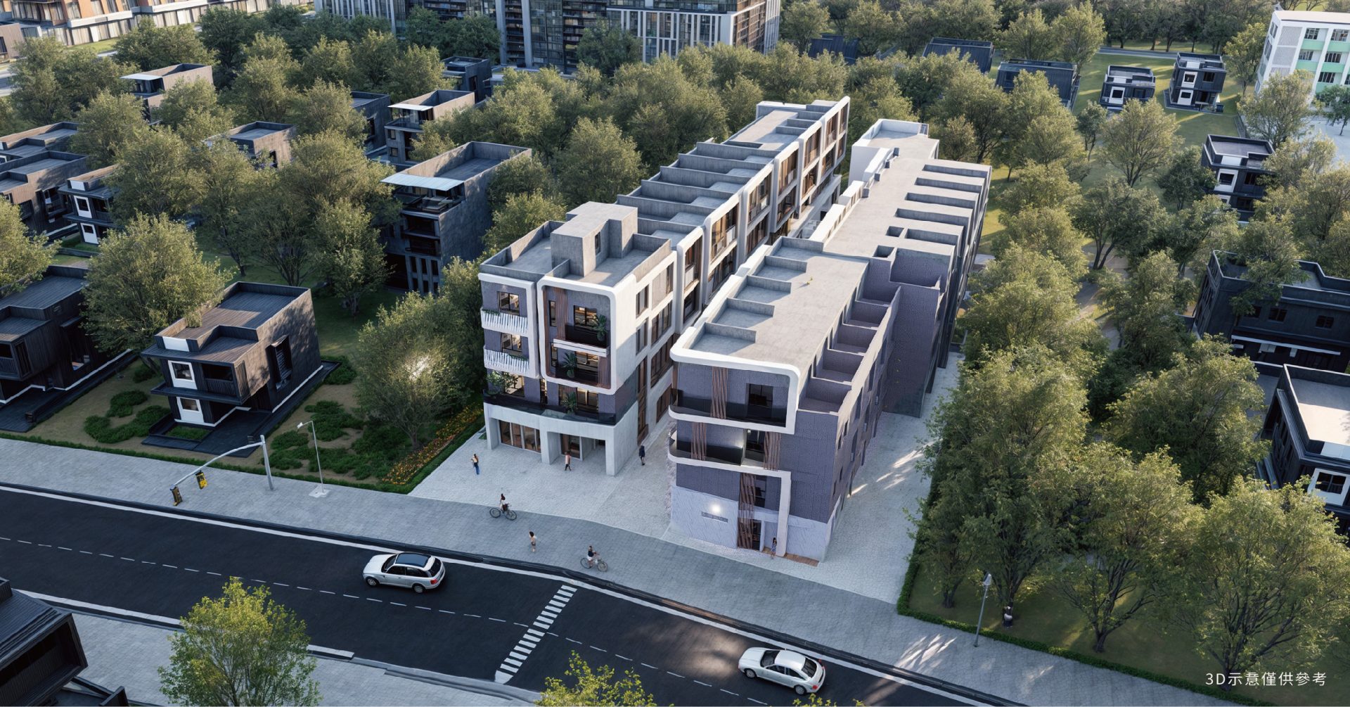 綠誠勢2 東勢透天建案 透天別墅 前院停車空間 社區外觀